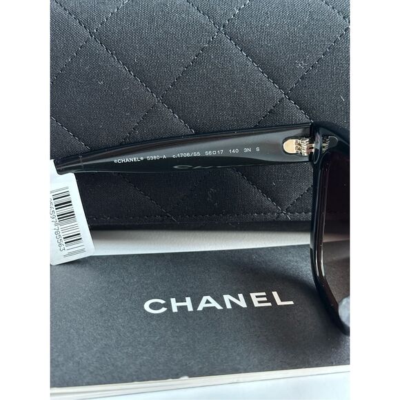 NWT Chanel Acetate Polarized Square CC Sunglasses 5380 Black OS $415 - Picture 5 of 11